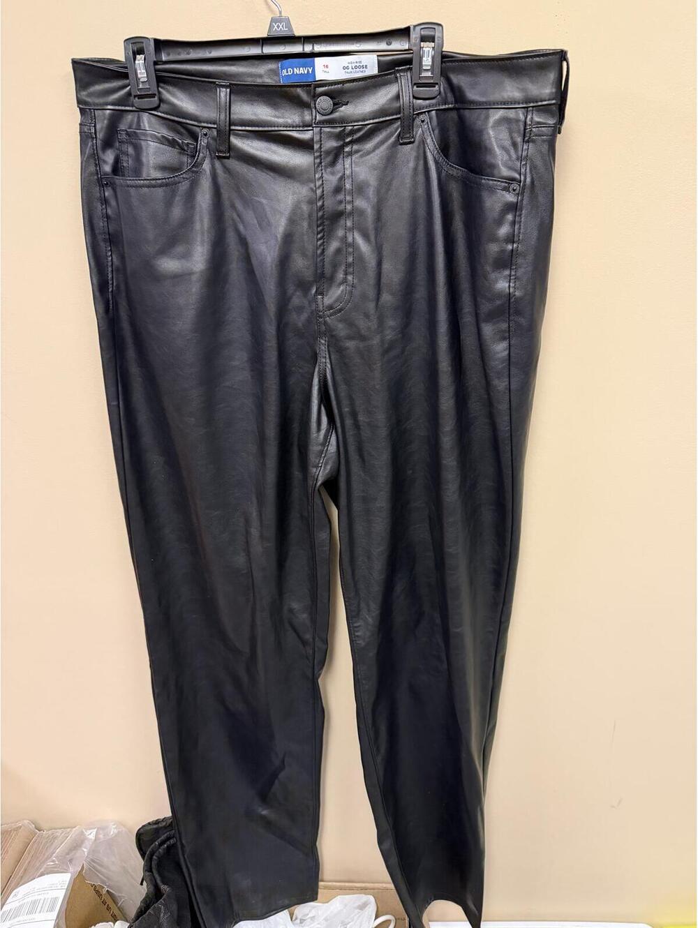 Old Navy High-Rise OG Loose Faux Leather Pants Size 16 Tall